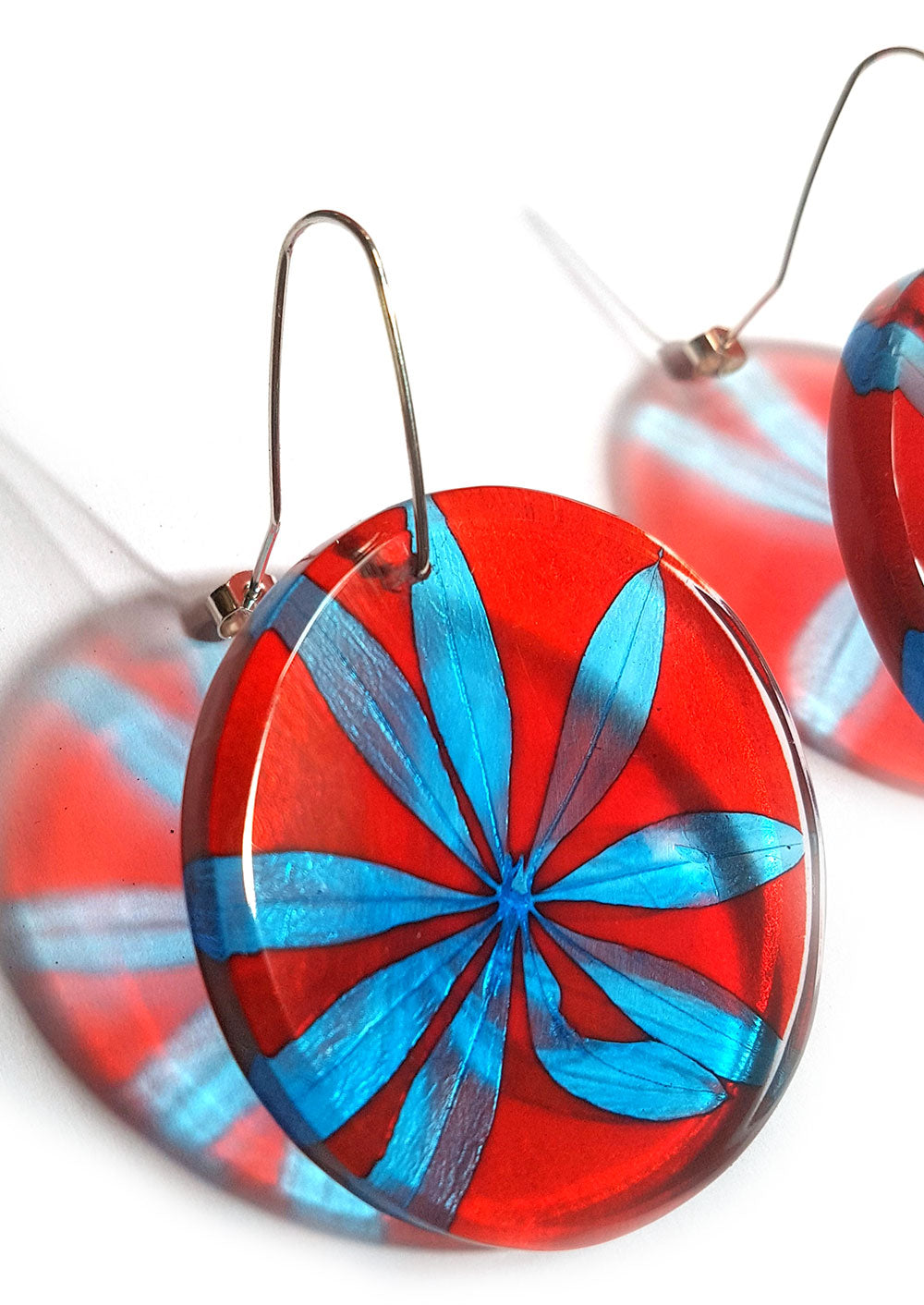 Red & Turquoise Disc Earrings