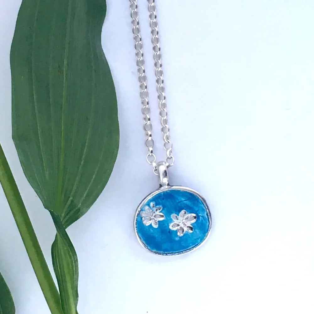 Reversible Enamelled Necklace- Turquoise + Silver