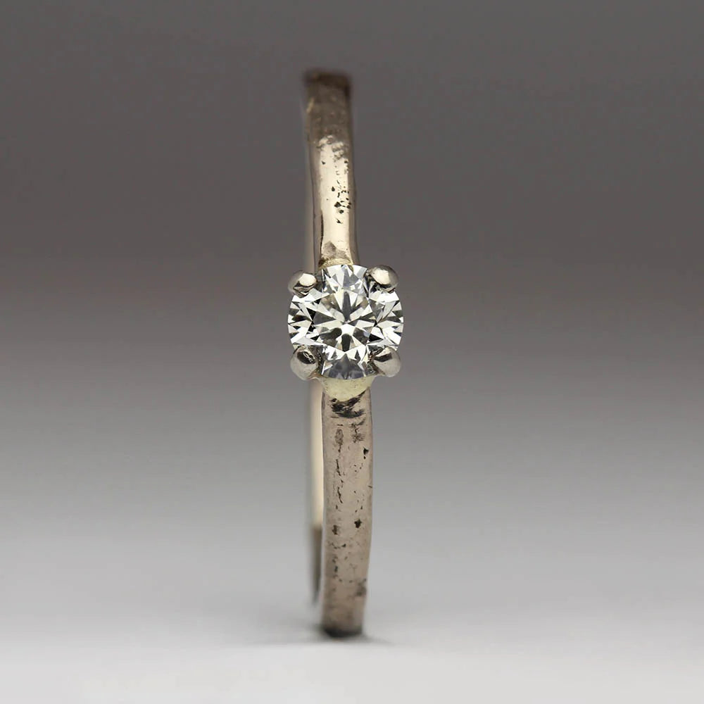 9ct White Gold Sandcast Diamond Ring