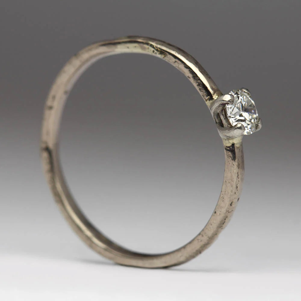 9ct White Gold Sandcast Diamond Ring