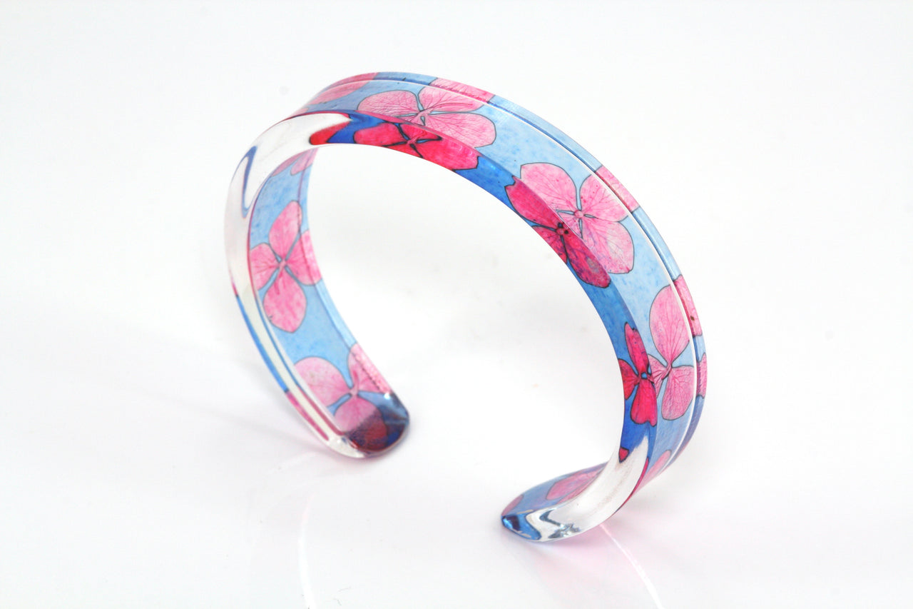 Pink / Blue Tiny Hydrangea Cuff