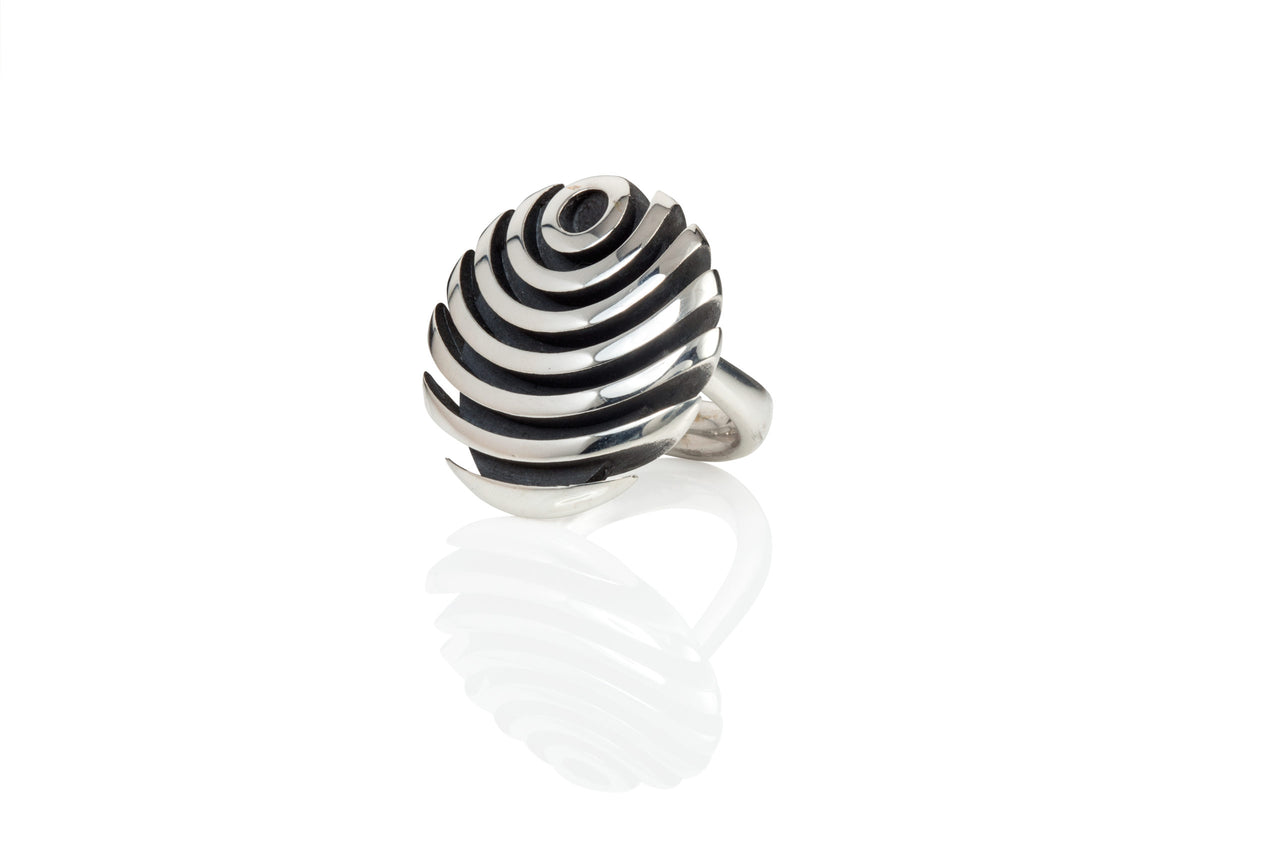 Silver Fish Button Ring