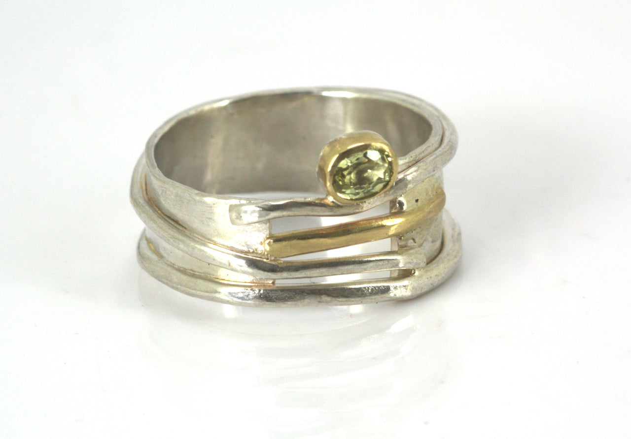 Yellow Sapphire Silver and Gold Misu Ring