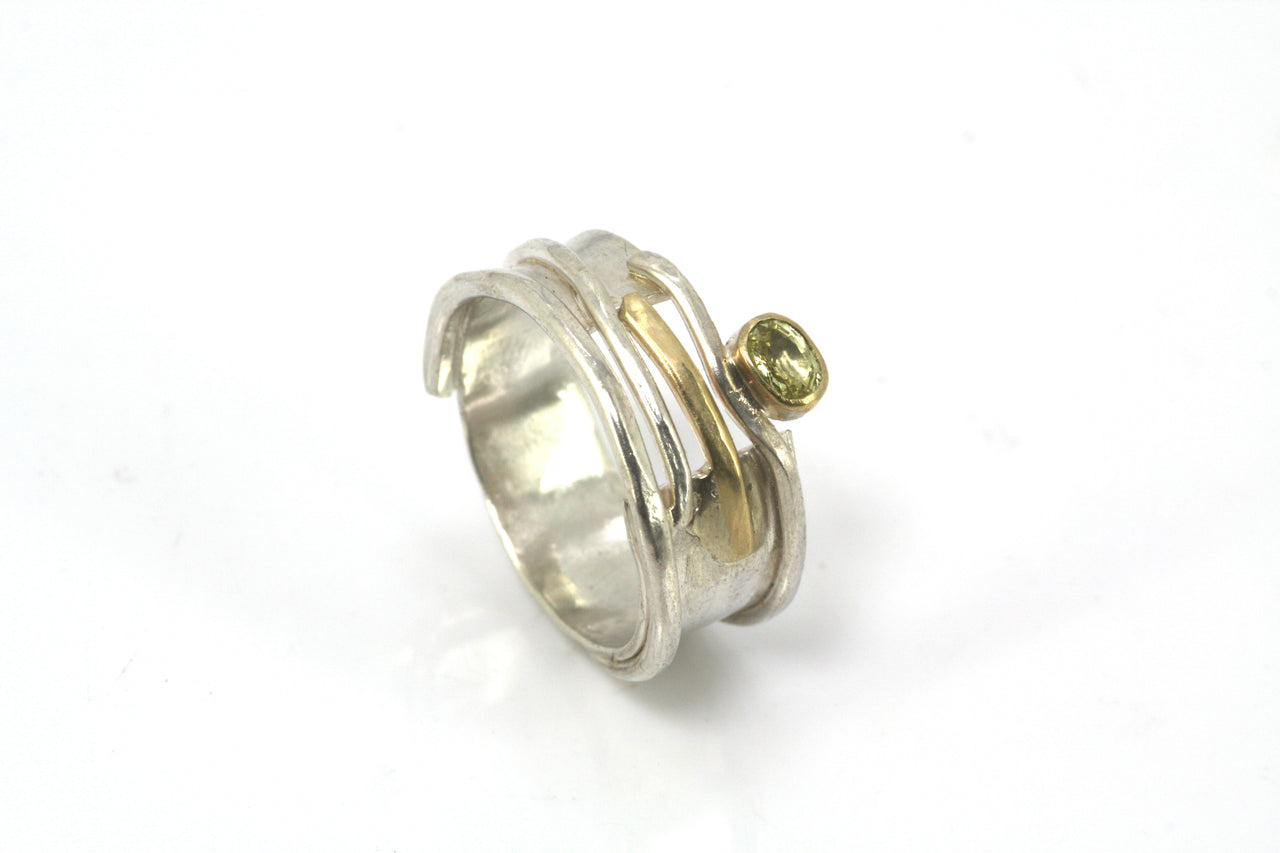 Yellow Sapphire Silver and Gold Misu Ring