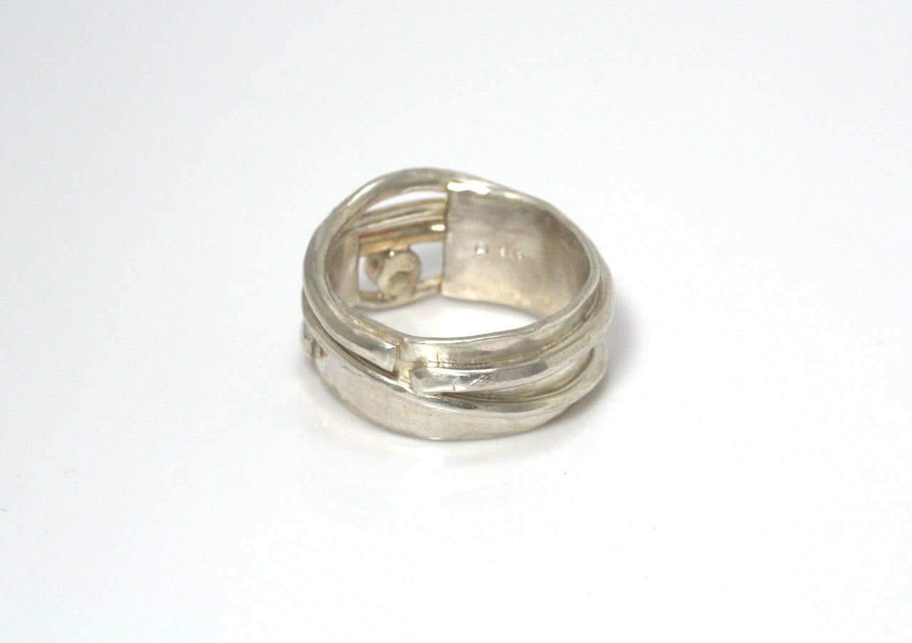 Blue Diamond Silver and Gold Misu Ring