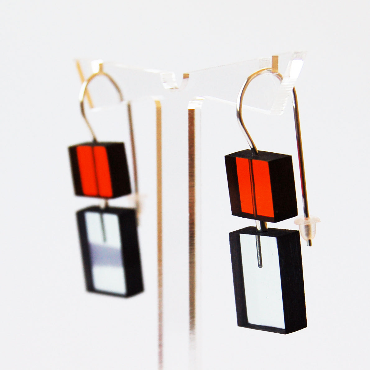 Orange and Grey Construction Earrings