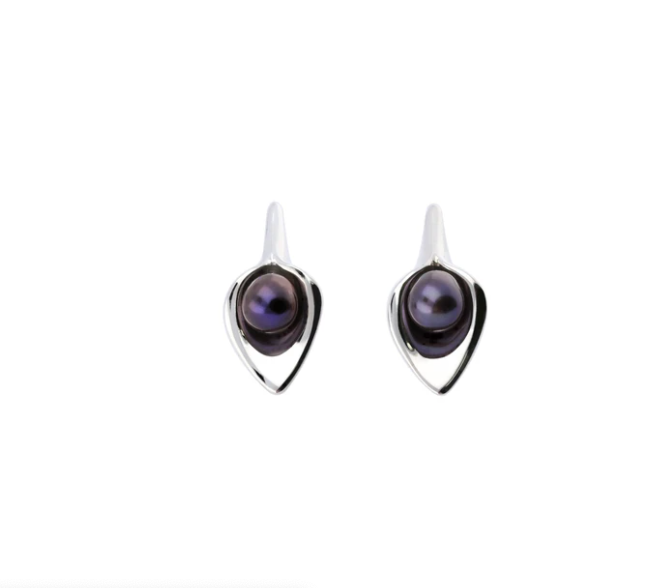 Lily Petit Studs - Peacock Blue Pearl