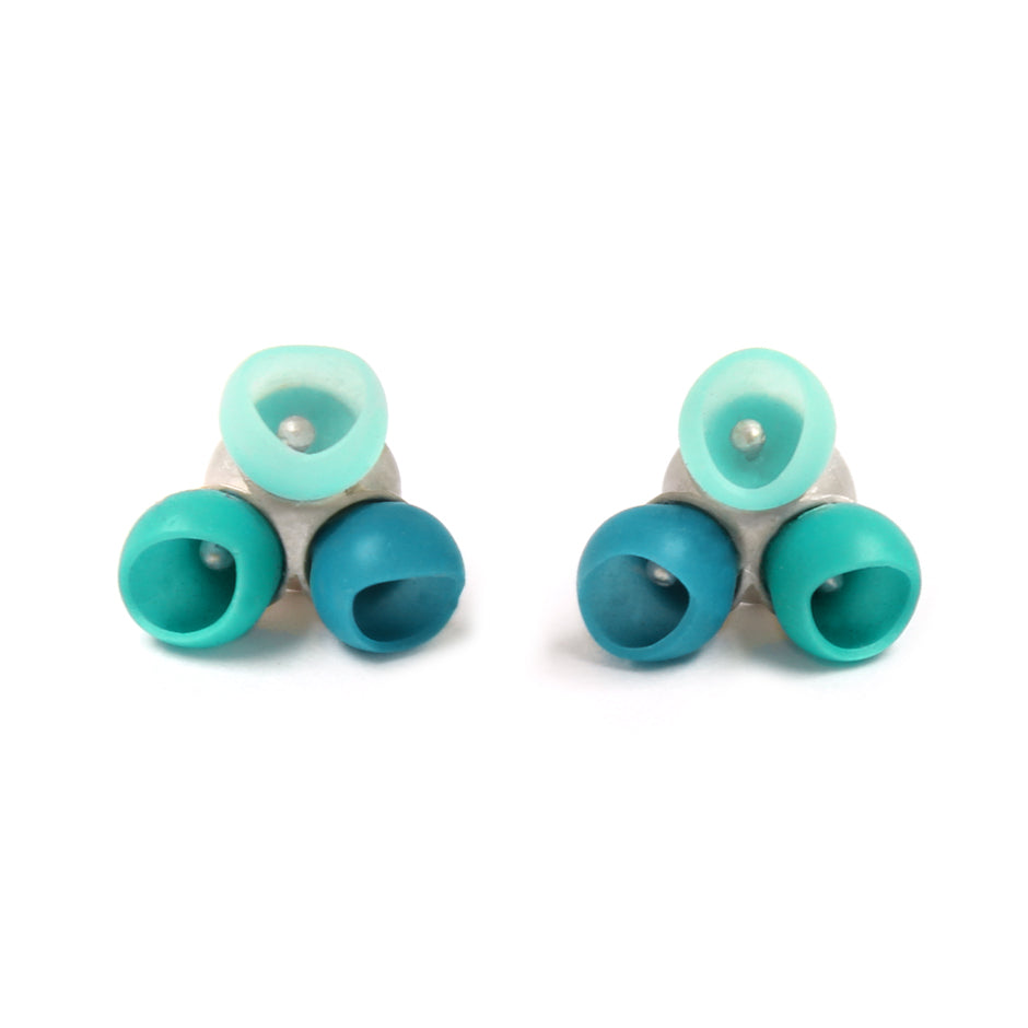 Silver & Silicone - Sea Green Earring Studs