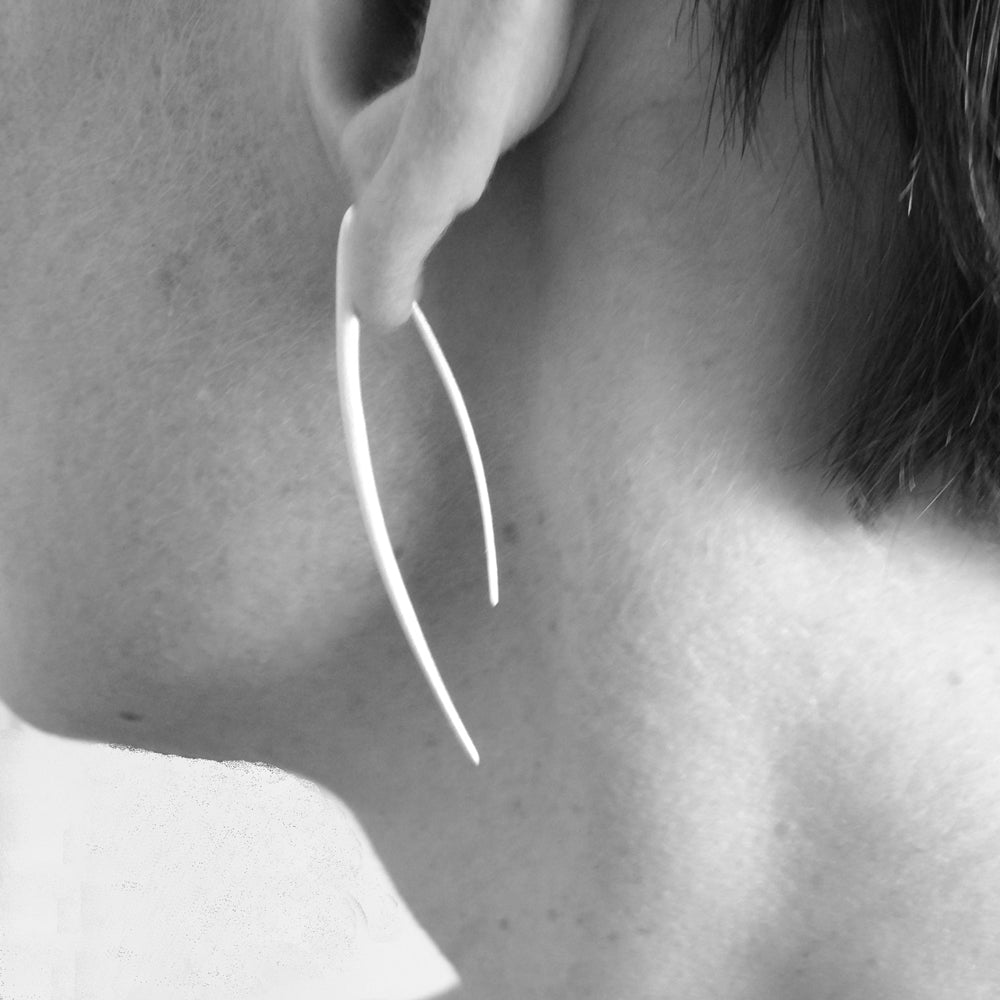 Silver Short Curved Strand Earrings