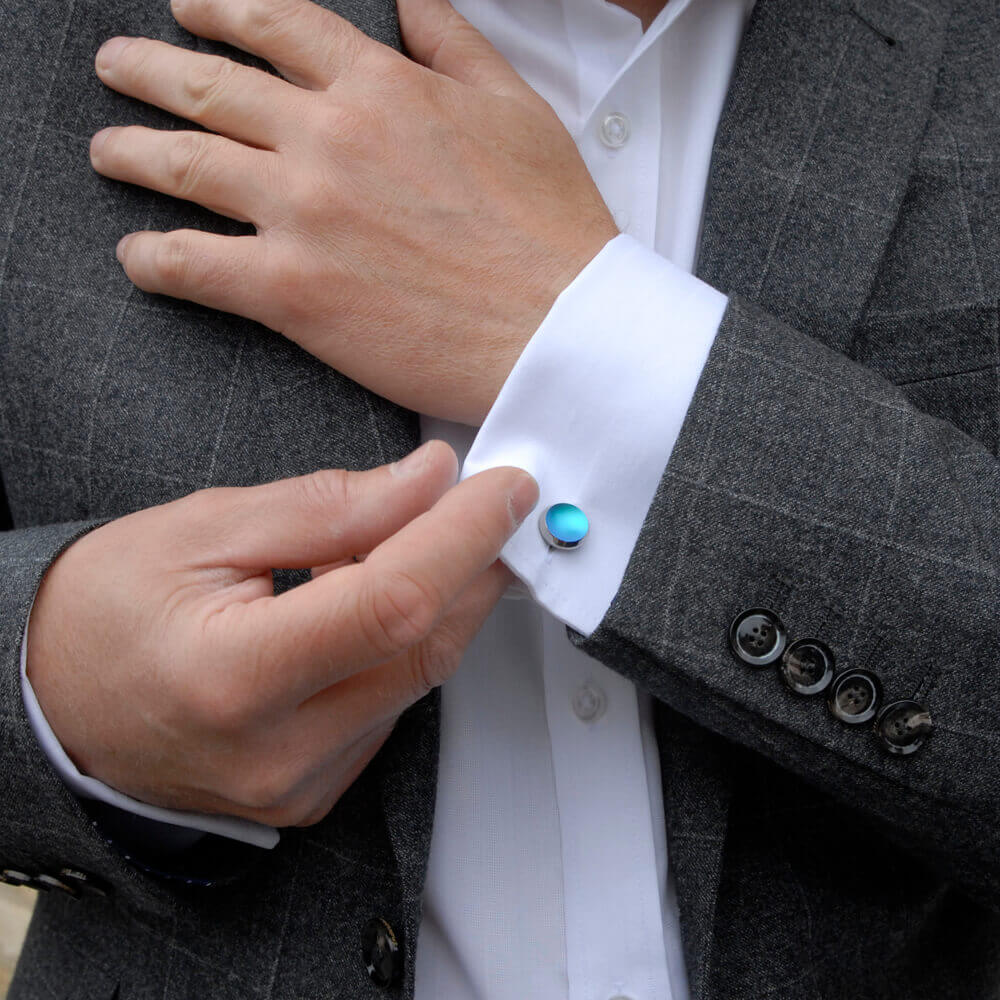 Concave Aqua Blue Cufflinks