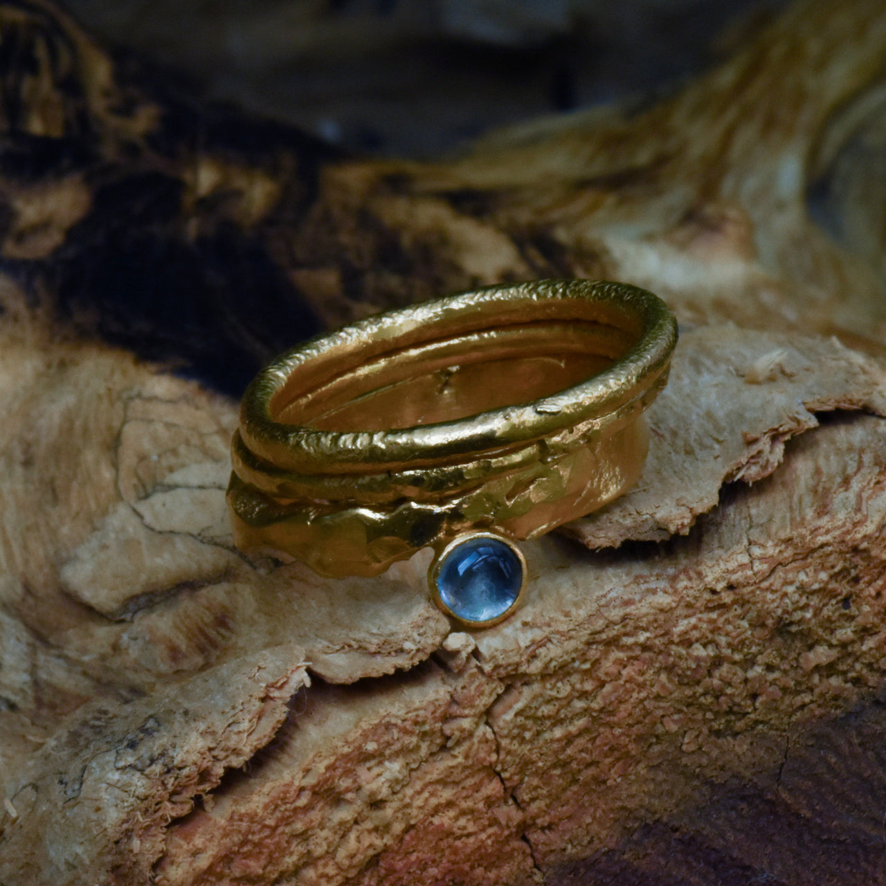 Aura Stacking Ring set with London Blue Topaz