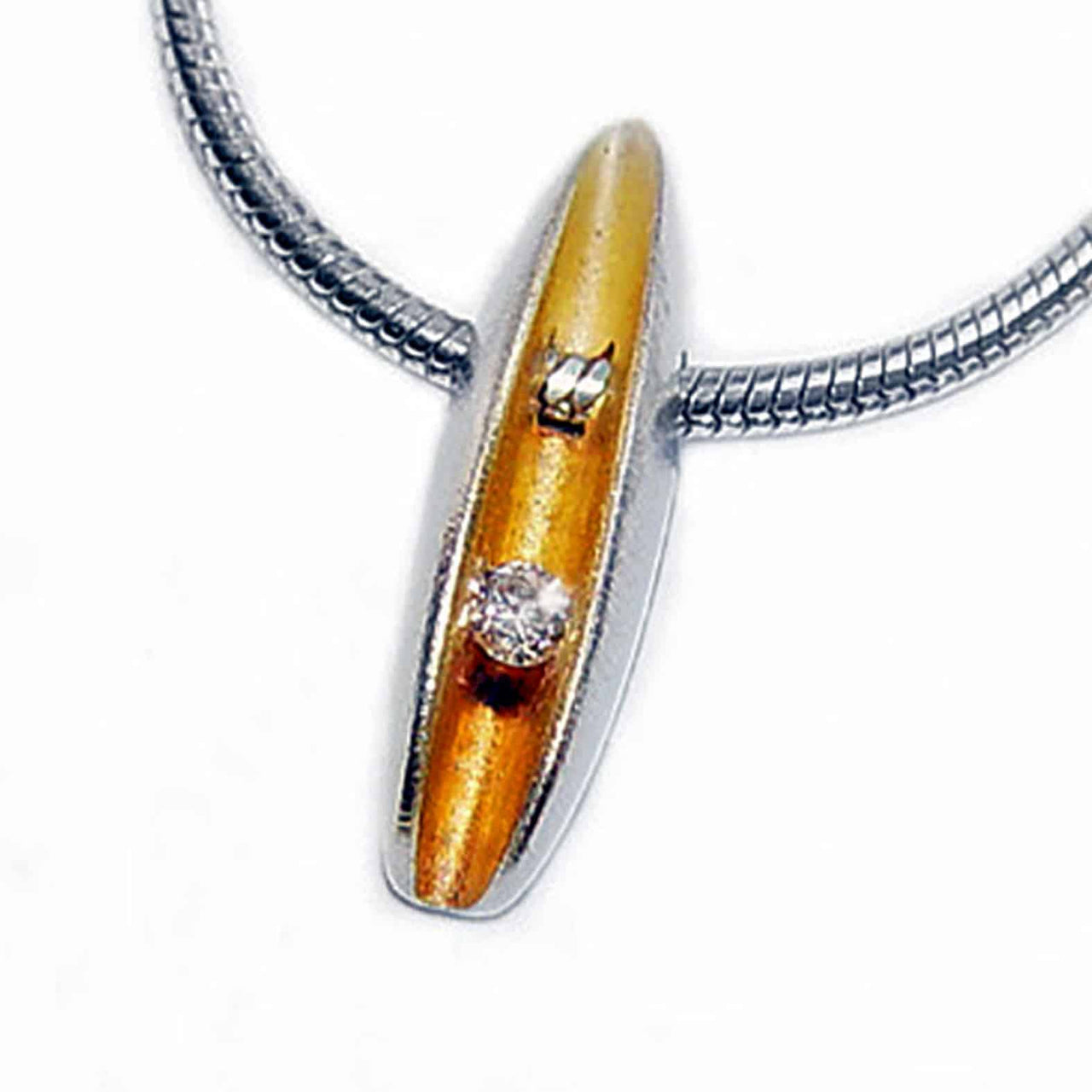 Small Silver, Gold & Diamond Shell Pendant / AVAILABLE IN STORE ONLY