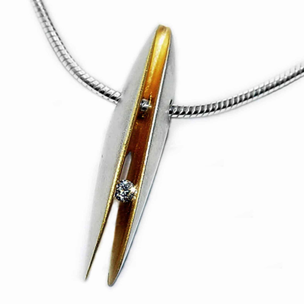 Silver, Gold & Diamond Shell Pendant