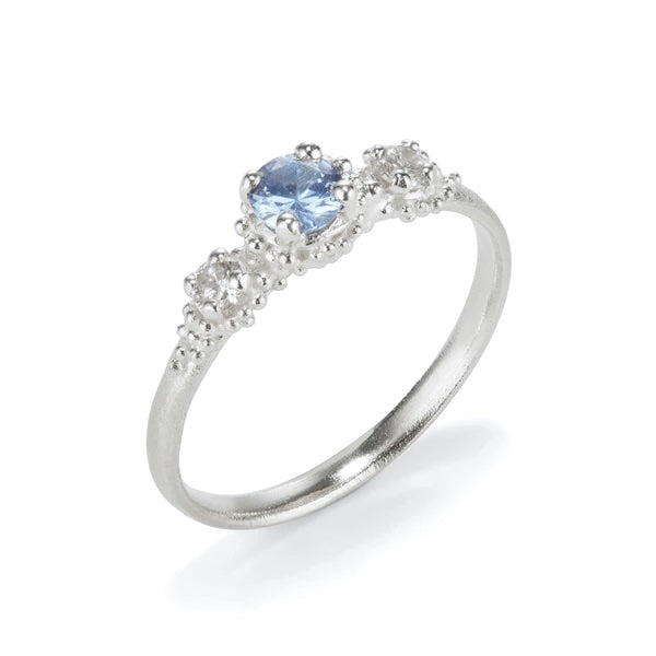 Triple Cluster Ring Blue Spinel and Diamond