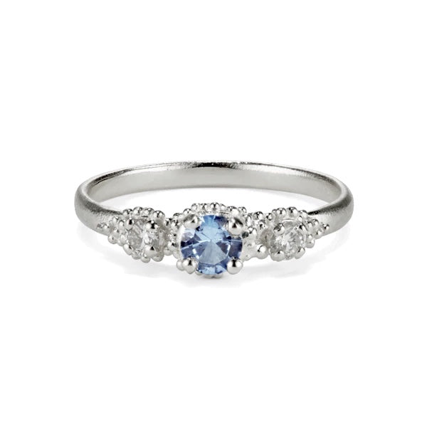 Triple Cluster Ring Blue Spinel and Diamond