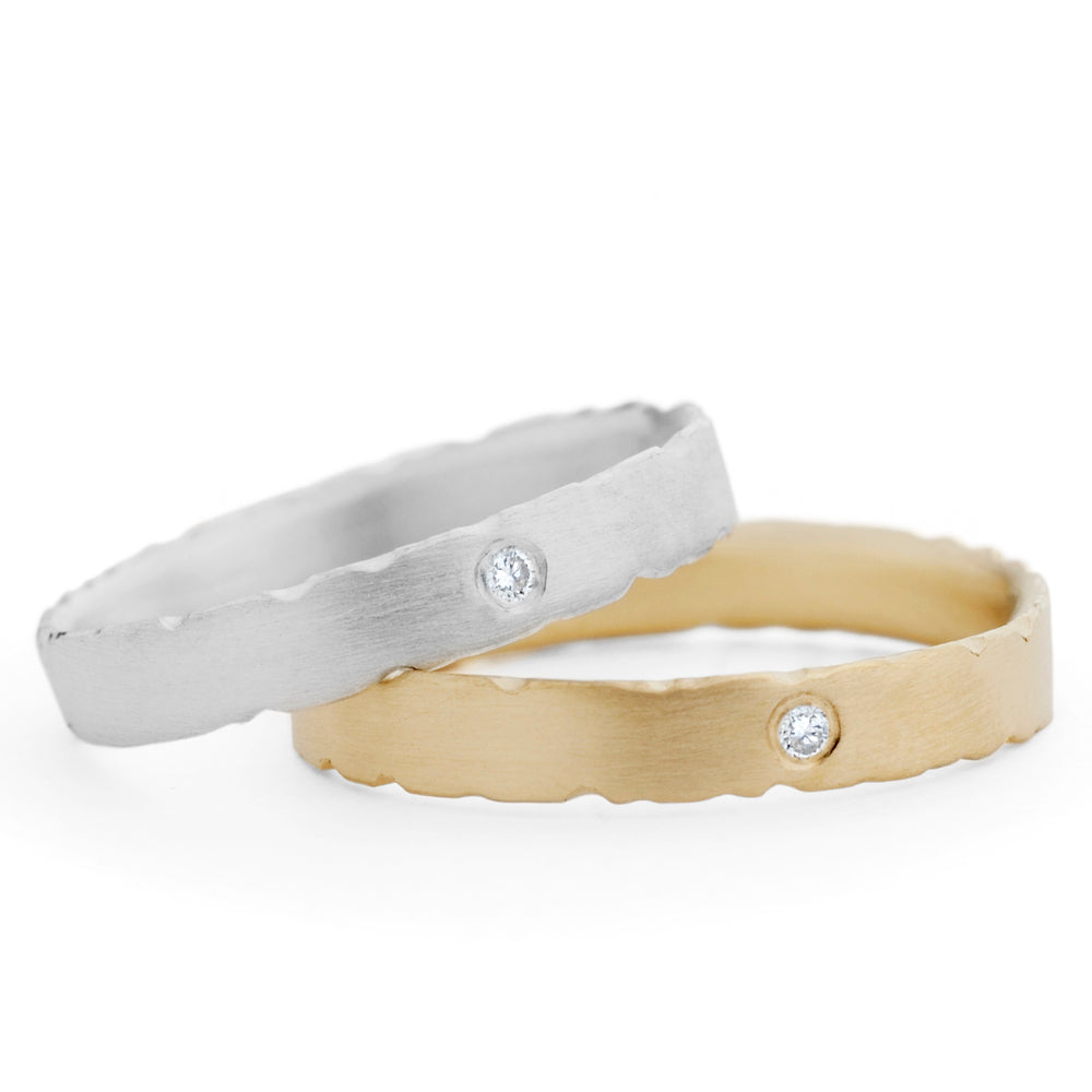 Silver Nibbled Edges Diamond Ring