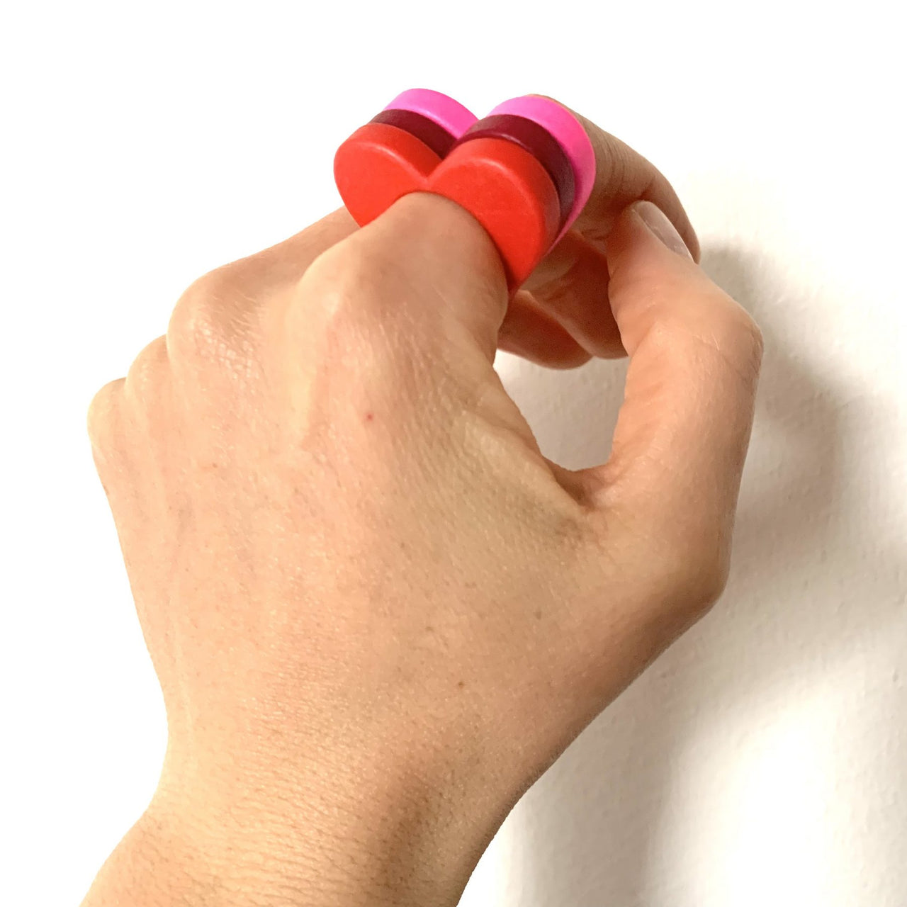 Neon Pink Heart Slice Ring