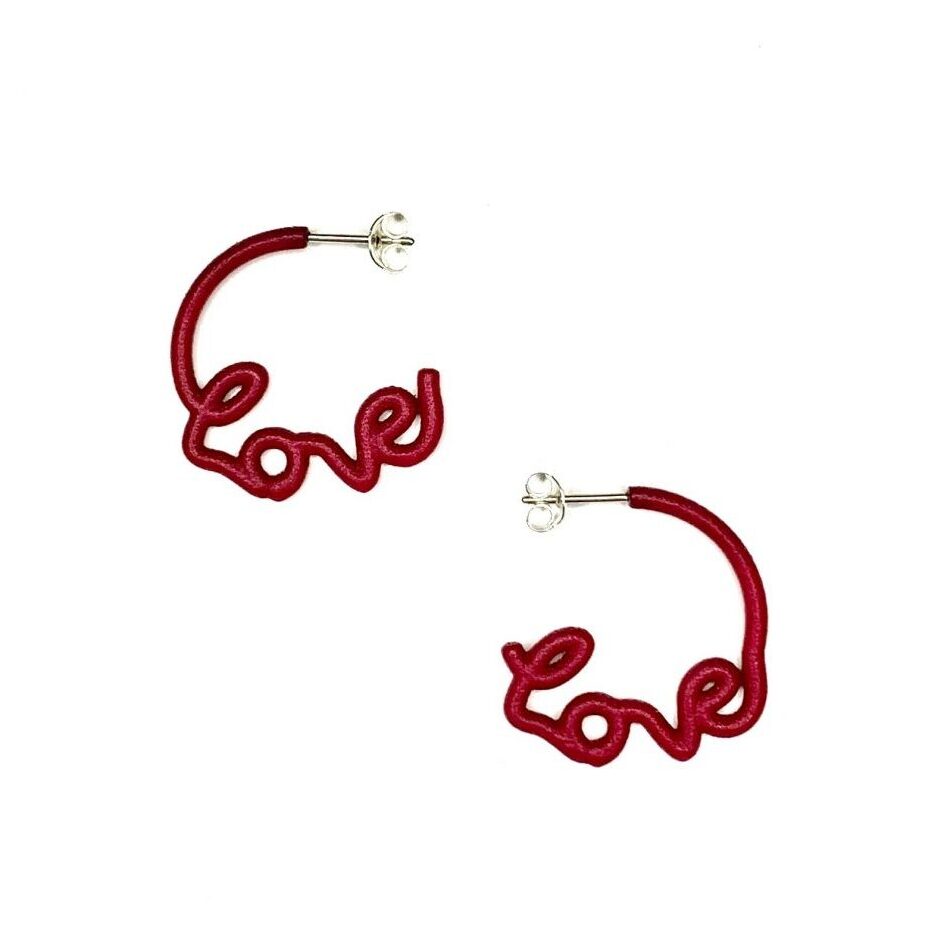 Bordeaux Small ‘Love’ Hoops