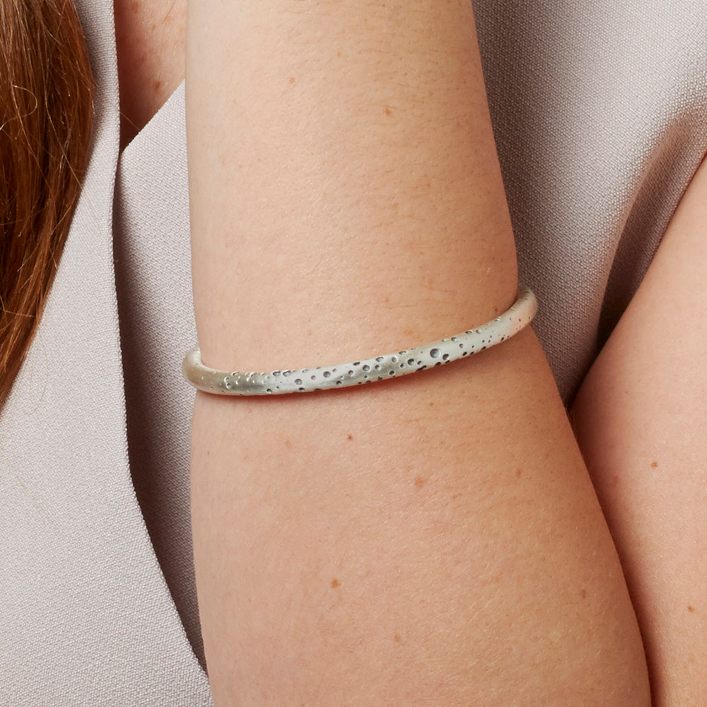 Silver Drilled Bangle