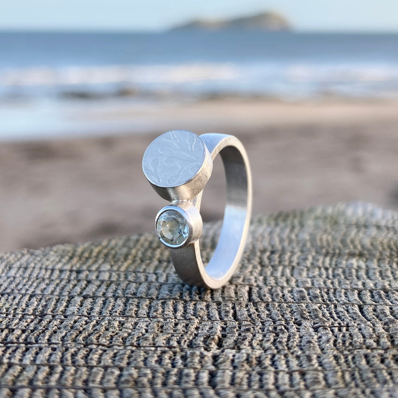 Green Amethyst Seaweed Ring