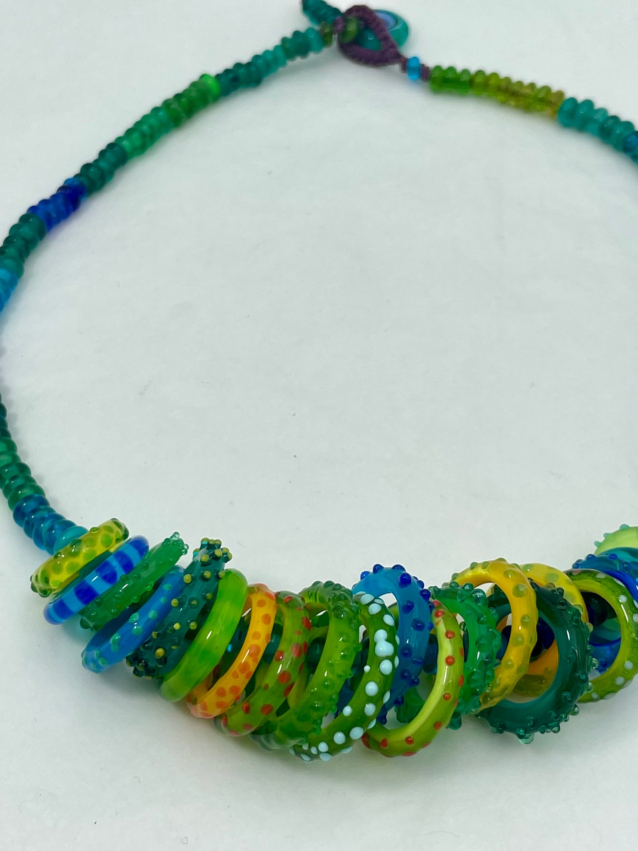 Circus Ring "Greens" Glass Necklace