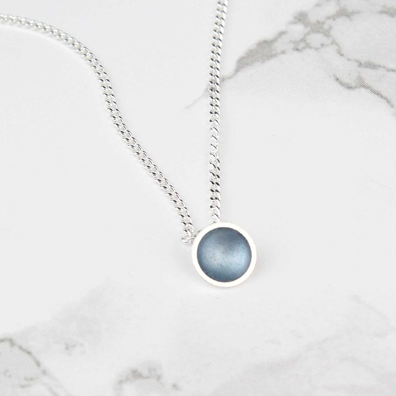 Halo Silver and Enamel Pendant - Mini - Ice