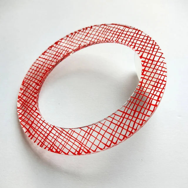 Red Oval Disk Bangle