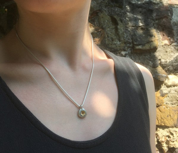 Silver Pebble Flower pendant