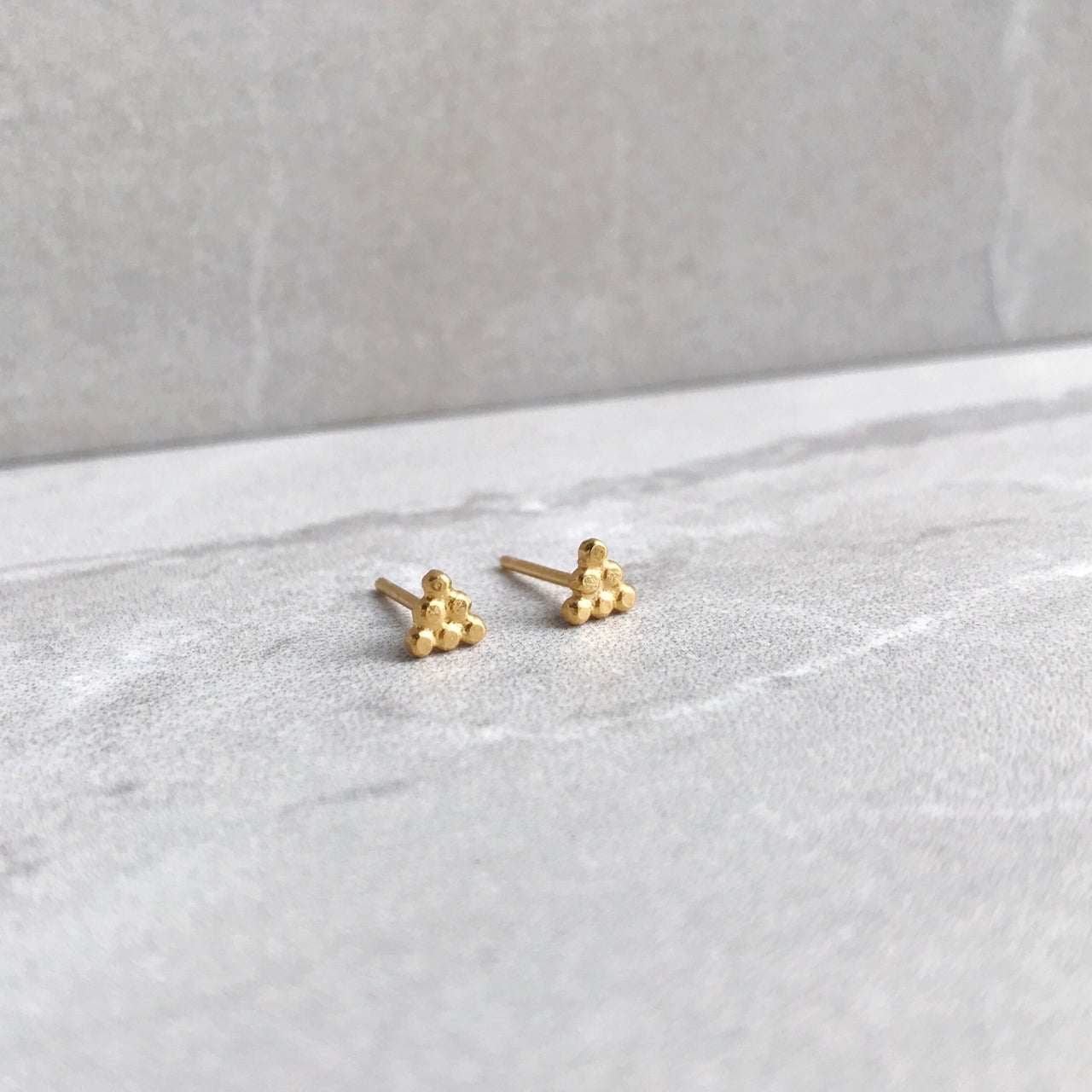 Pyramid Dot Studs Gold Plated Silver