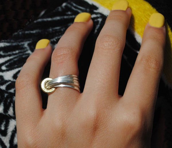 Ripple Multi Ring Silver & 18ct Gold