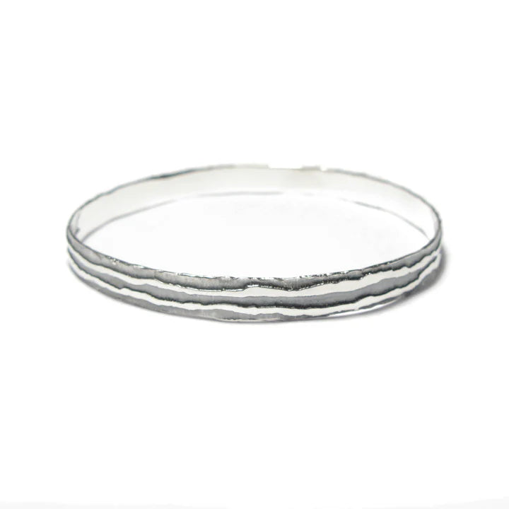 Oxidised Strata Etched Bangle