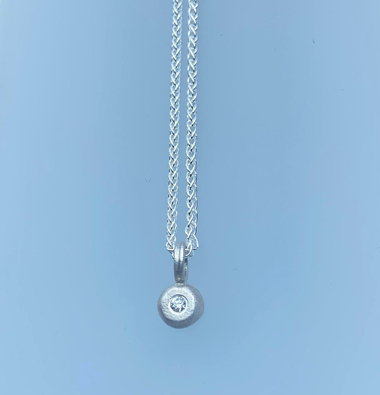 Silver, Pebble Diamond Pendant