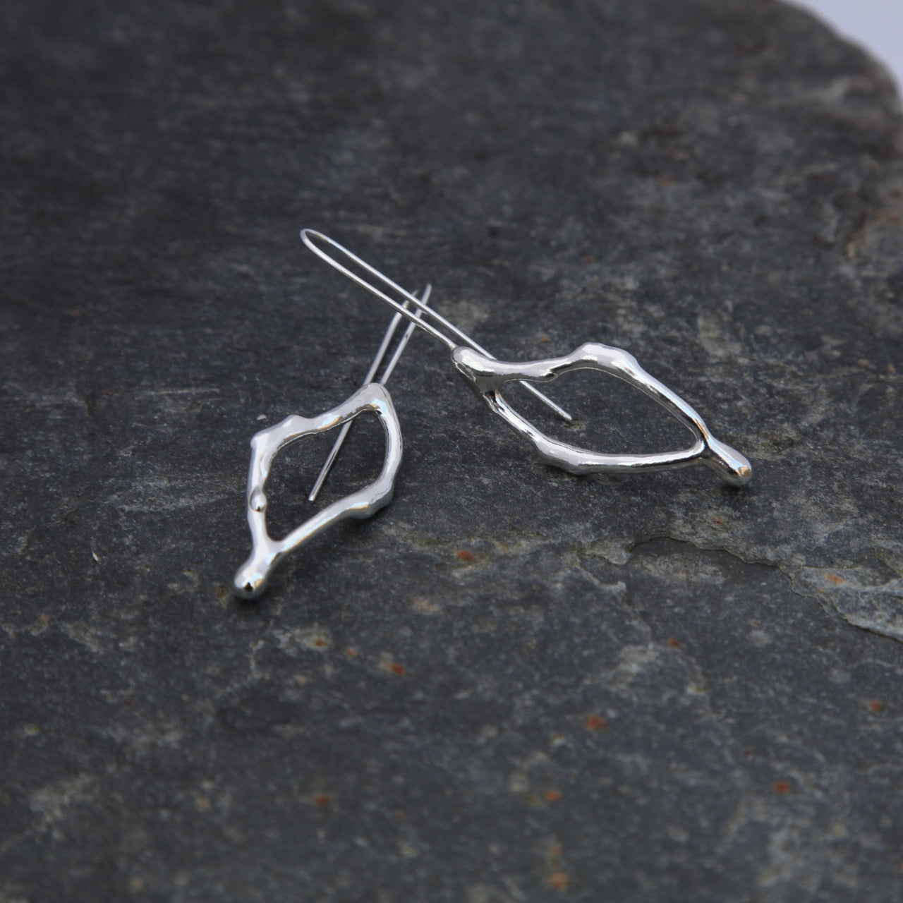 Sterling Silver Satin Single Fragment Drop Earrings
