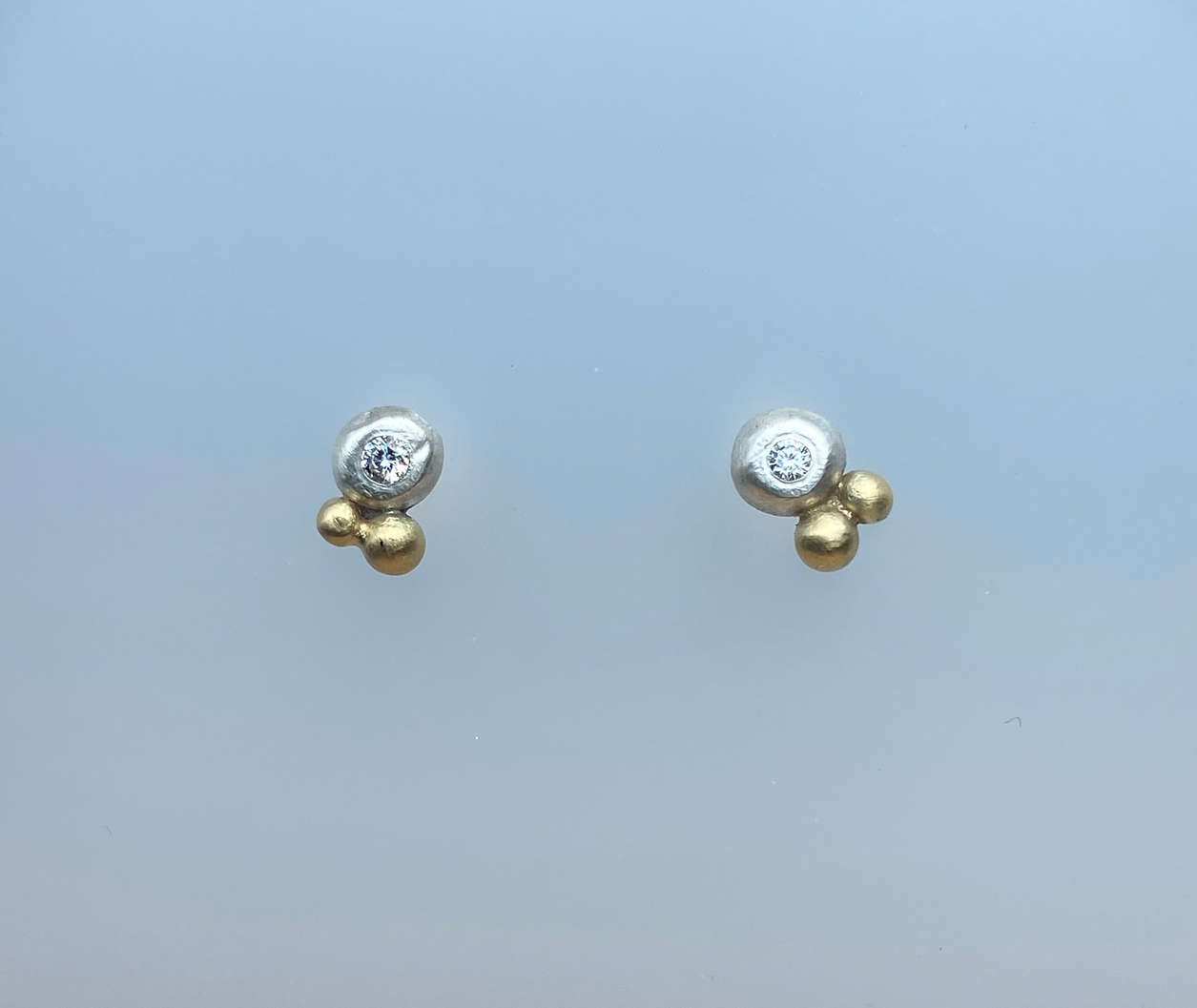 Silver and 18ct Gold Studs with Diamonds