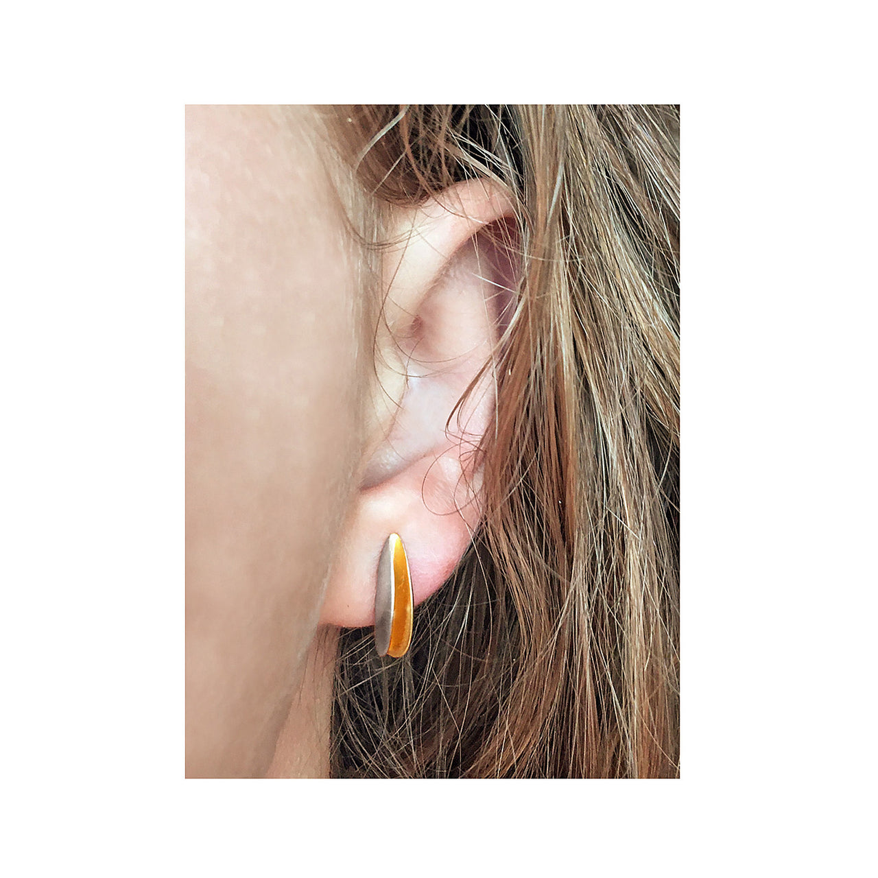 Front Split Silver Shell Studs