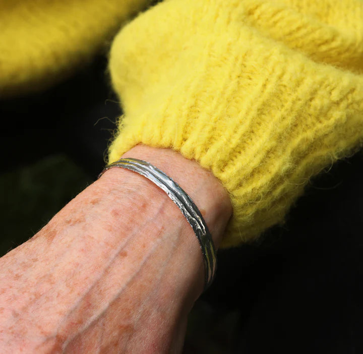 Oxidised Strata Etched Bangle