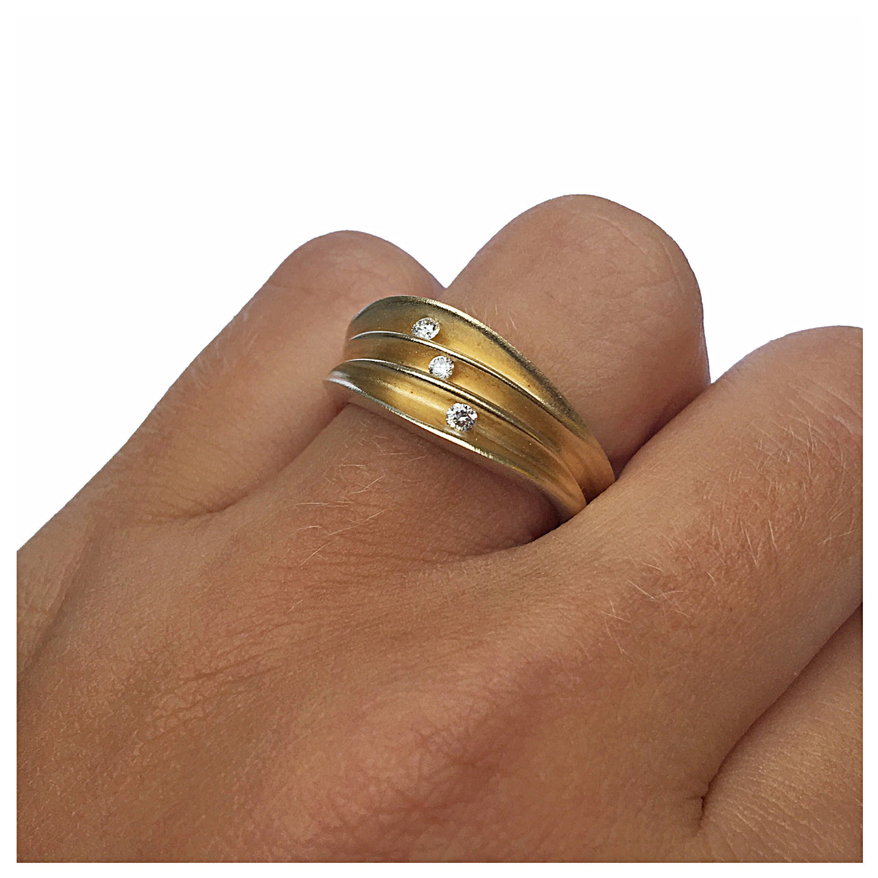 Silver, Gold & Diamond Shell Ring AVAILABLE IN STORE ONLY