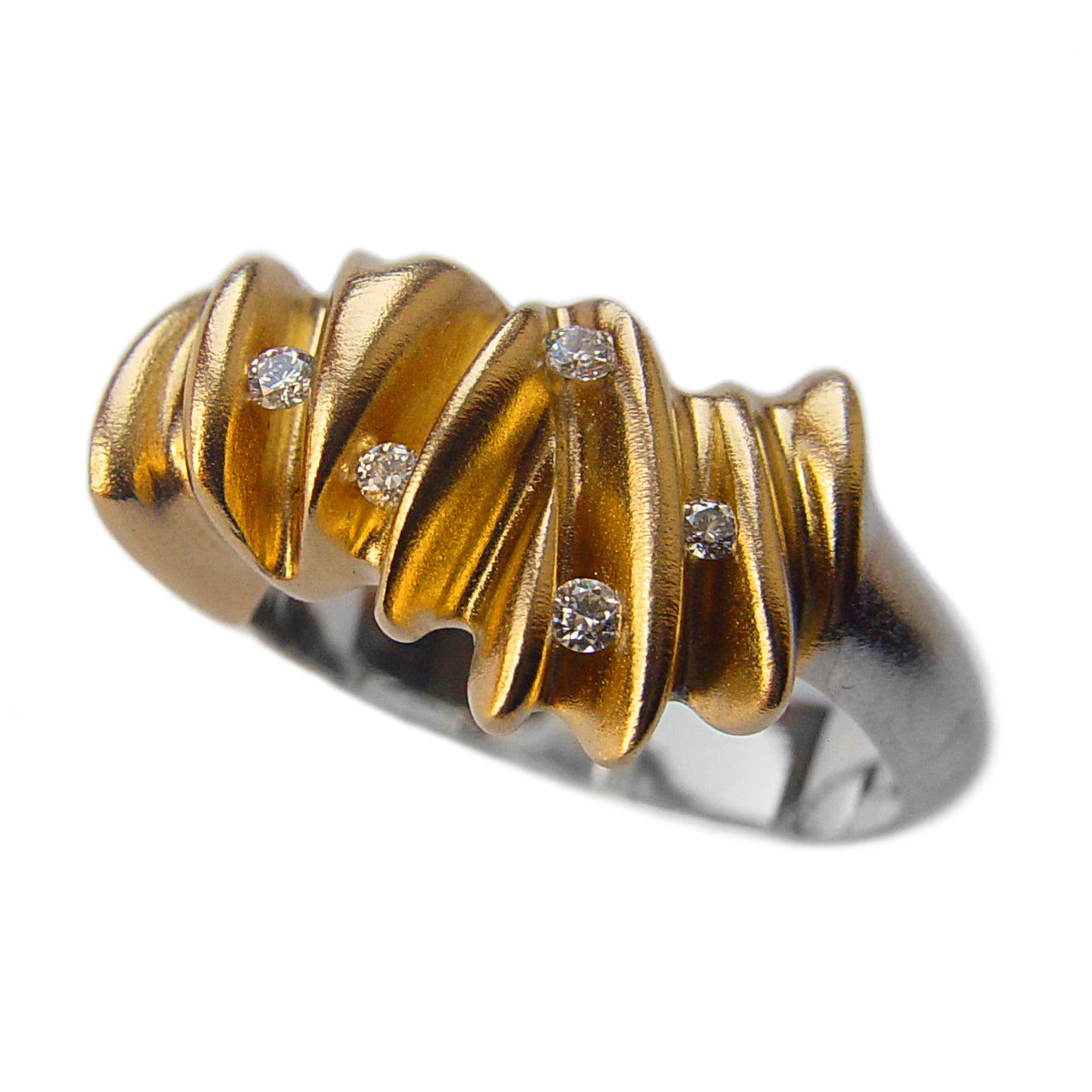 Silver & Diamond Shell Ring