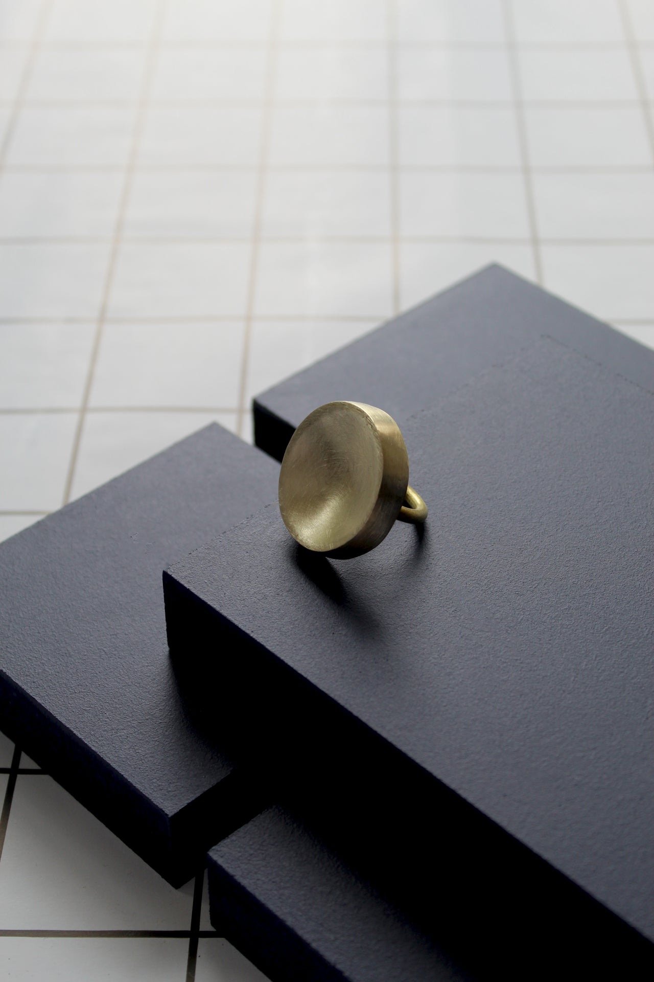 Moon Ring in Brushed Brass