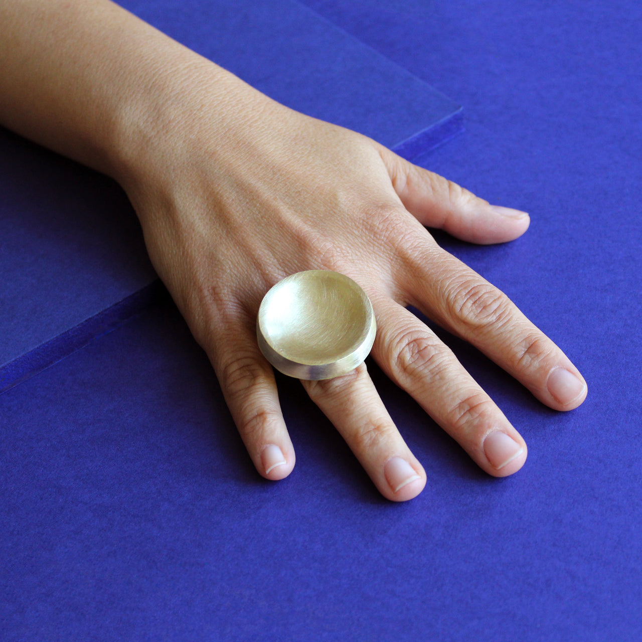 Moon Ring in Brushed Brass