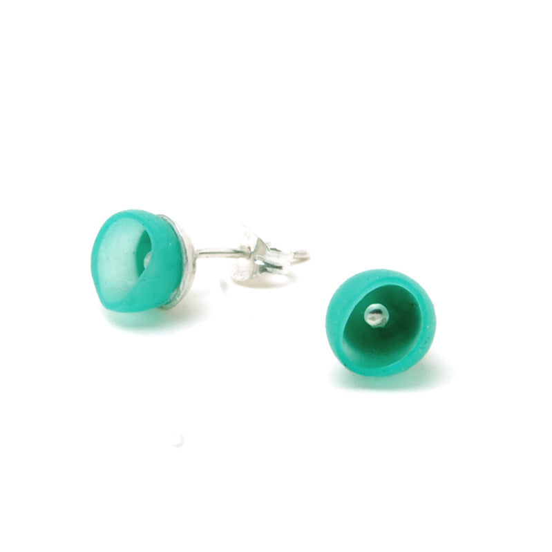 Silicone & Silver Earring Studs- Sea Green