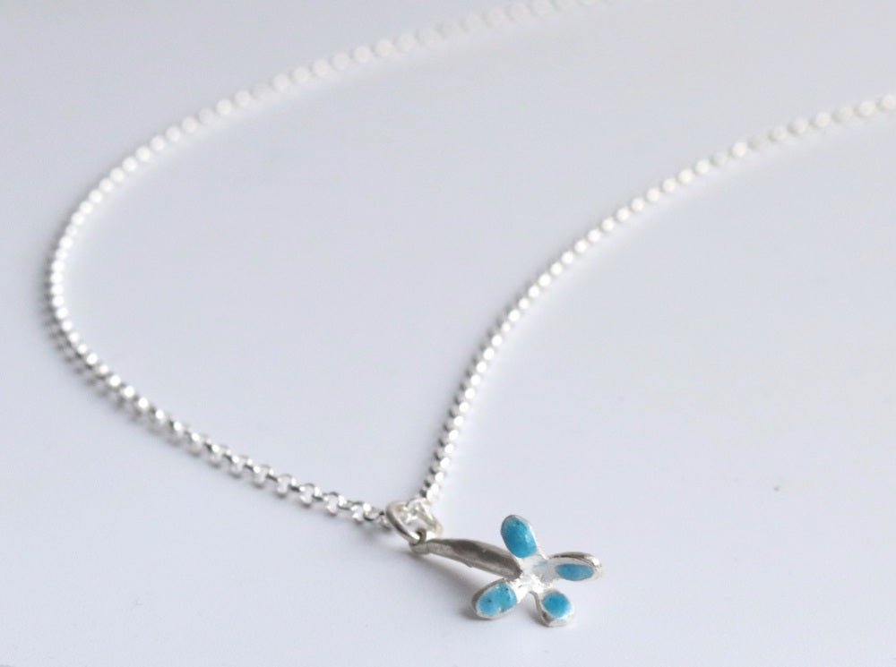 Light Blue Enamel Flower Necklace
