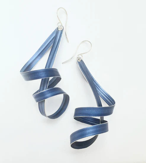 Royal Blue Long Loop Drop Earrings