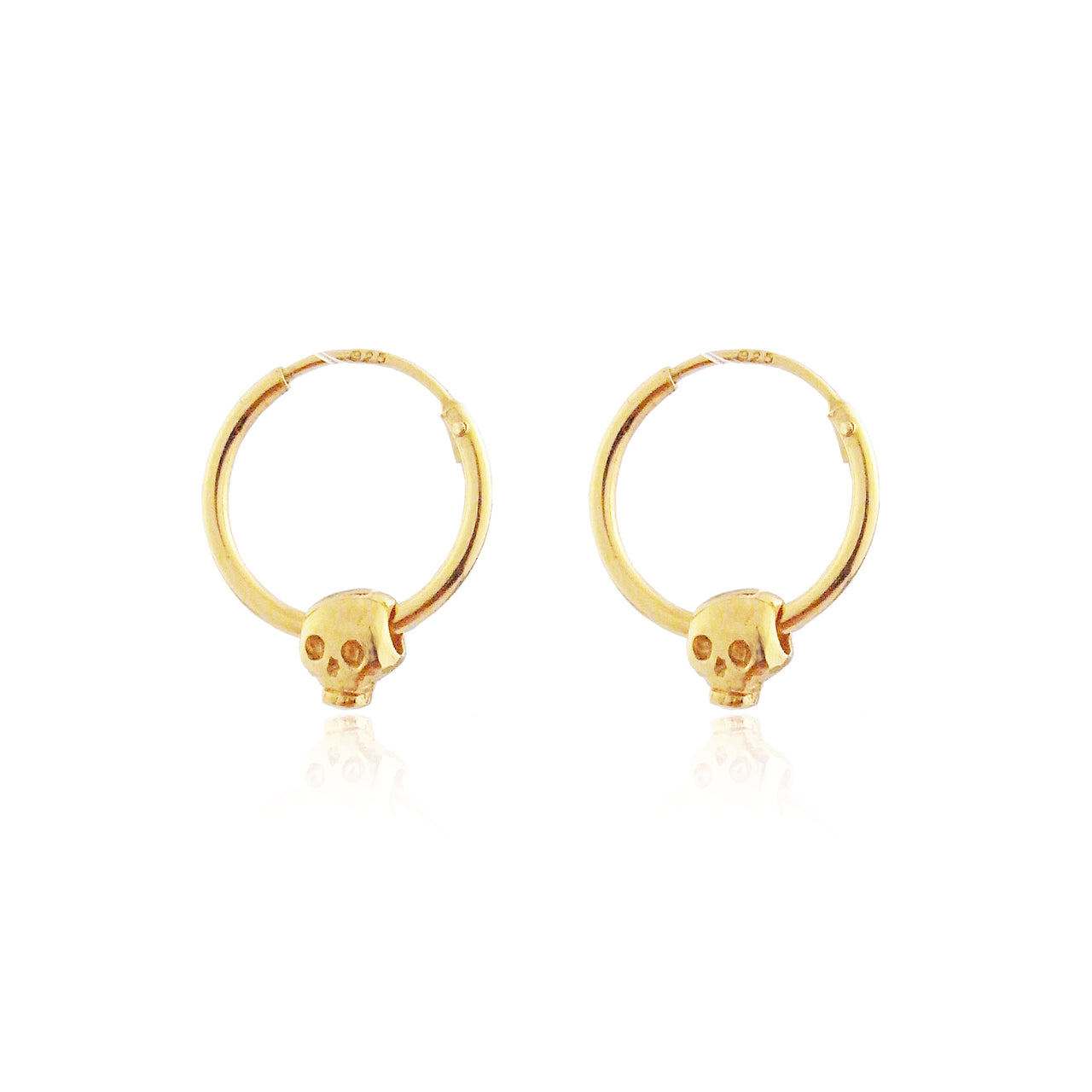 Baby Skull Hoop Earrings - Gold Plated