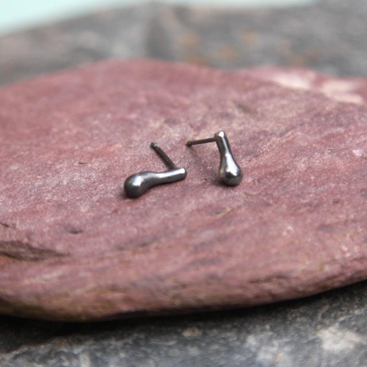 Oxidised Droplet Stud Earrings