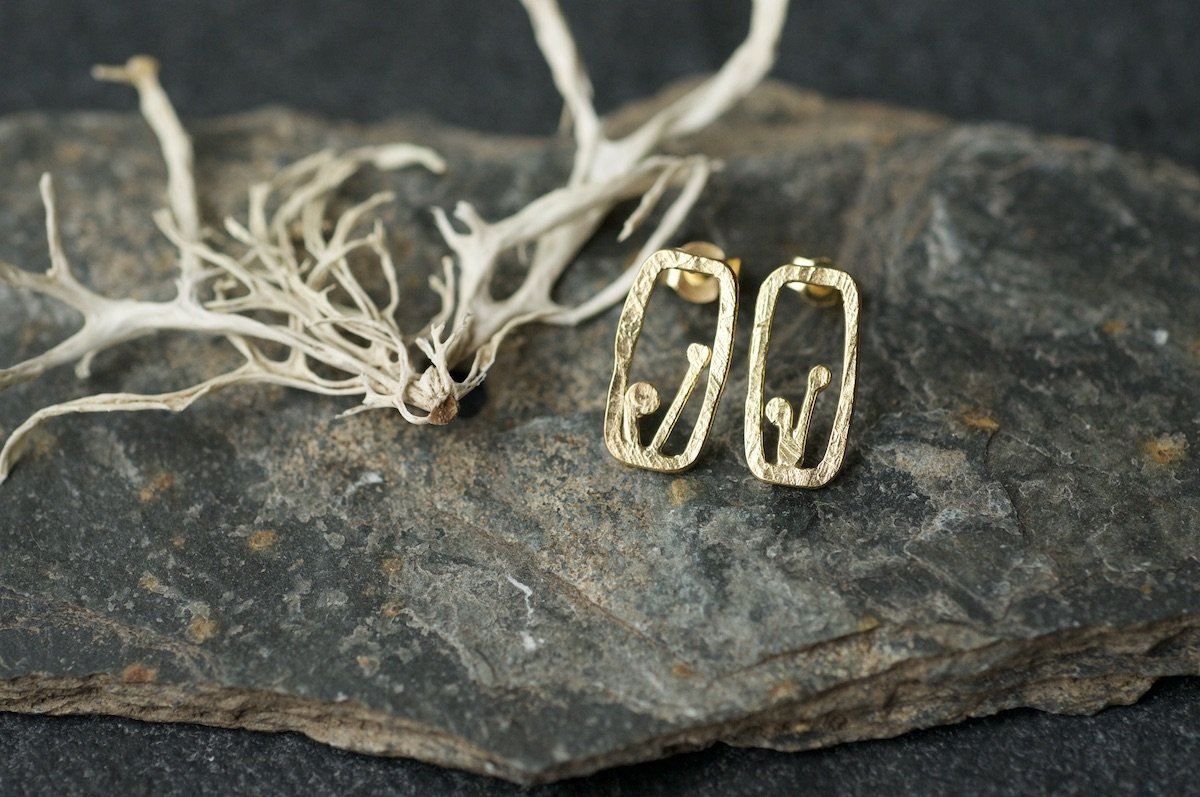 Mini Monolith Lichen Studs - Gold Plated