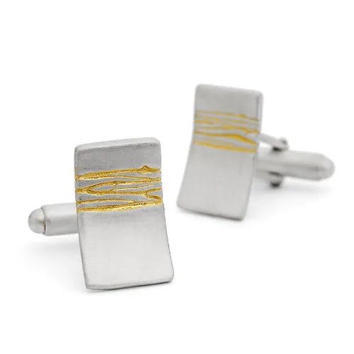 Etched Silver and Gold Cufflinks