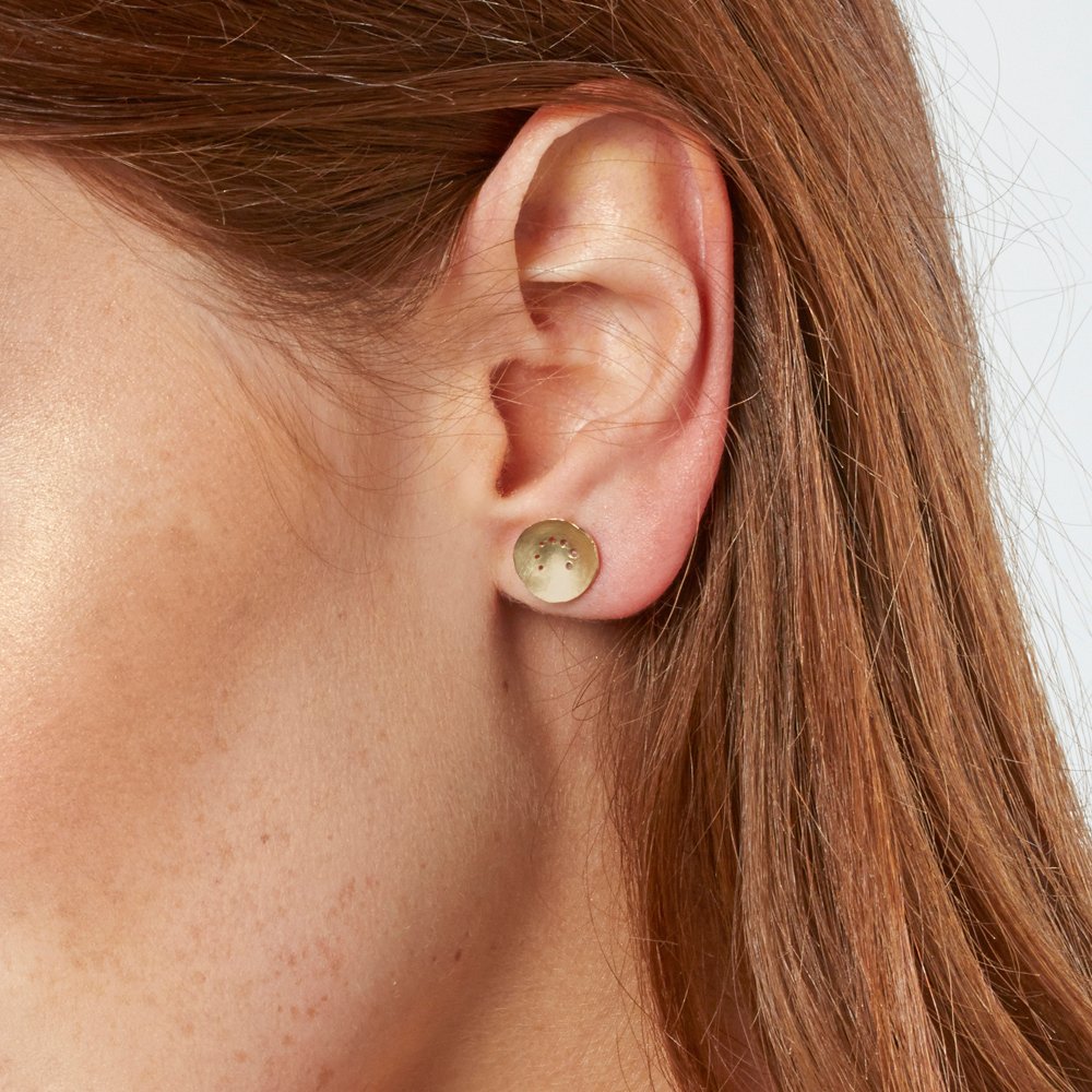 Spiral Pattern Gold Earrings - Large