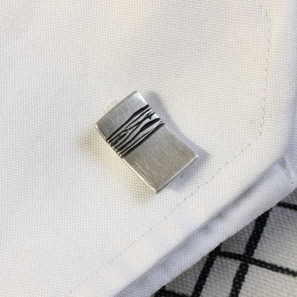 Etched Silver Cufflinks