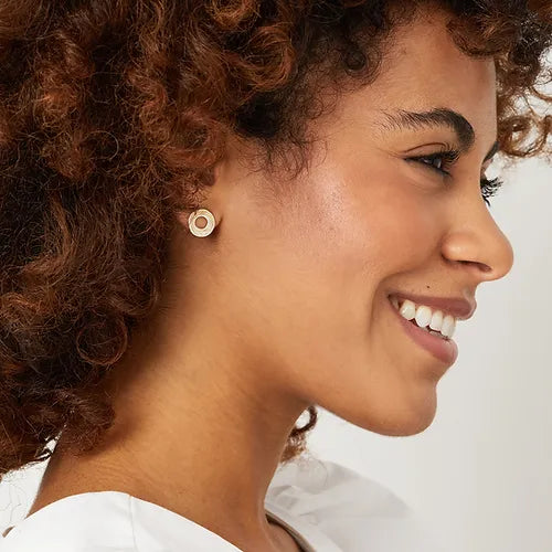 Circular Silver Earrings with Gold Etching